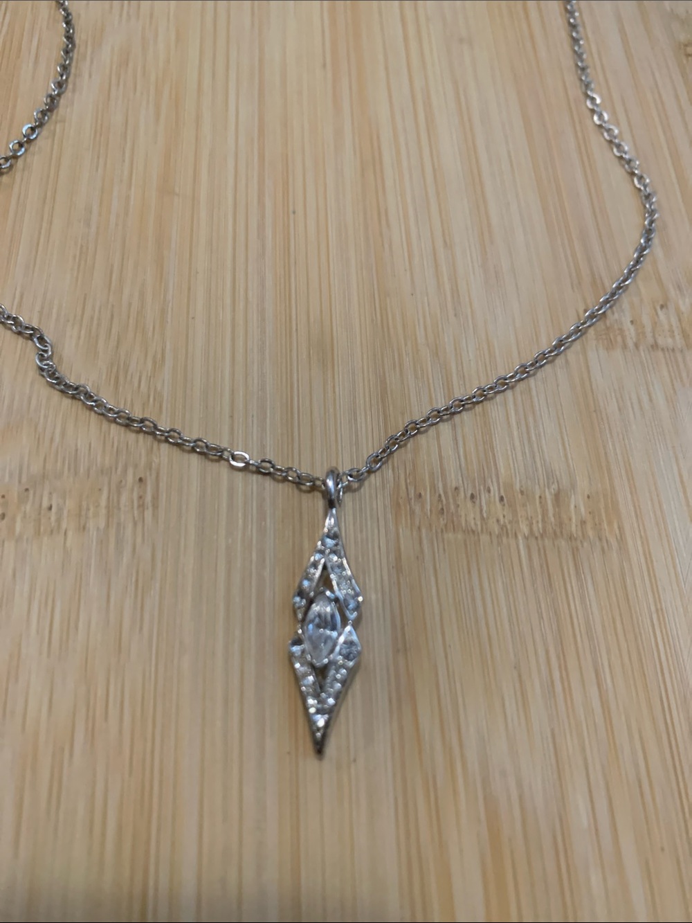 Elegant Silver Marquise Pendant Necklace - Women Jewelry